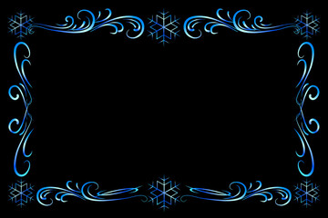 黒い背景にアンティーク調のオシャレな飾り罫フレーム