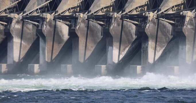 Water flowing from a dam