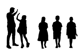 Vector silhouette of student and teacher.