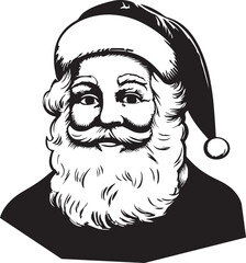 Retro Santa Claus Head in a Christmas hat, Santa head, Vector illustration, SVG