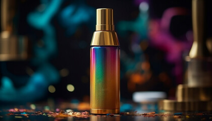 Shiny glass bottle of luxury perfume spray for women beauty generated by AI