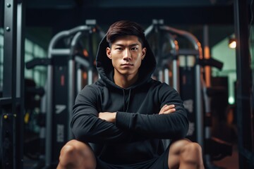 Man in sportswear  at gym, man workout in gym healthy lifestyle