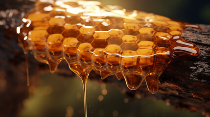 bees guarding honey in a hive, generative ai - obrazy, fototapety, plakaty