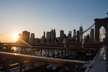 Sunset over the Brooklyn Bridge & Downtown Manhattan