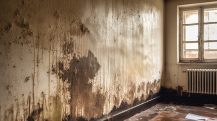 A Health Hazard in Your Home Large Mildew Stains Discovered on Apartment Wall, generative ai