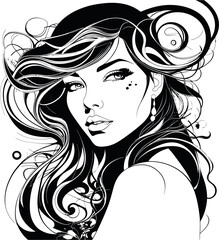 This exquisite vector illustration captures the essence of elegance and style in the form of a beautiful girl's face. With meticulous attention to detail, this artwork showcases the grace and sophisti