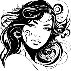 This exquisite vector illustration captures the essence of elegance and style in the form of a beautiful girl's face. With meticulous attention to detail, this artwork showcases the grace and sophisti