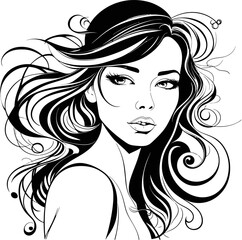 This exquisite vector illustration captures the essence of elegance and style in the form of a beautiful girl's face. With meticulous attention to detail, this artwork showcases the grace and sophisti
