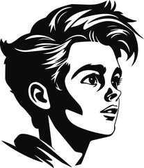 Retro Funny Boy Head, Little boy face, Vector illustration, SVG