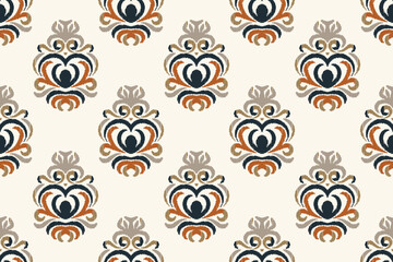 Fototapeta premium Ikat Floral Paisley Embroidery Background. Ikat Flower Geometric Ethnic Oriental Pattern traditional.aztec Style Abstract Vector illustration.design for Texture,fabric,clothing,wrapping,sarong.