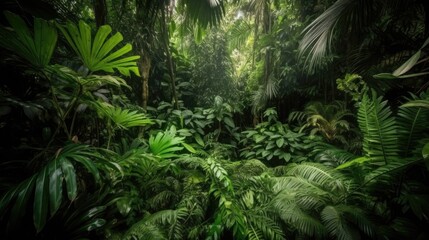  Lush Green Foliage in Tropical Jungle