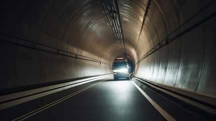 Semi Truck at Speed in Tunnel
