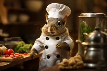 Poster cute squirrel in chef uniform © Salawati