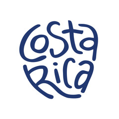 Costa Rica. Names of world capitals. Design elements. Concept lettering. South America