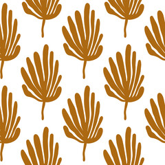 Fototapeta premium Simple organic shape seamless pattern. Tropical leaves background. Matisse inspired decoration wallpaper.