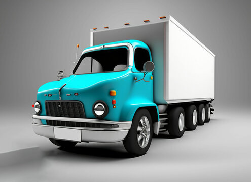 3d car go truck background stand on the road