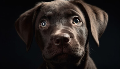 Fototapeta premium Cute puppy portrait purebred retriever sitting, looking at camera generated by AI