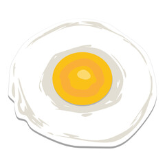 Fried egg one breakfast flat style cooked color illustration vector