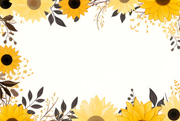 Sunflower frame flat illustration isolated on white background