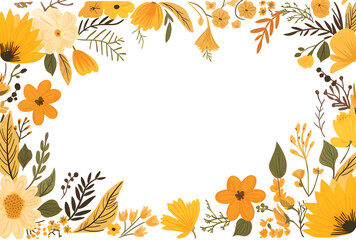 Sunflower frame flat illustration isolated on white background