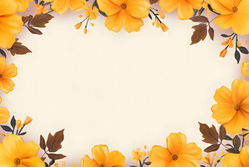 Sunflower frame flat illustration isolated on white background