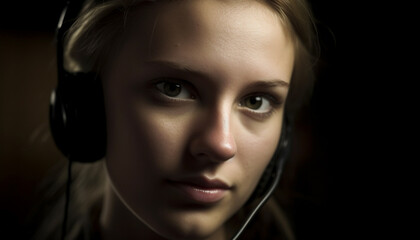 Beautiful young woman with blonde hair looking at camera sensually generated by AI