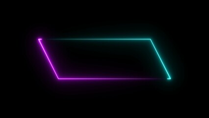 abstract glowing neon rectangle frame illustration background 4k 