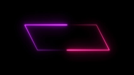 abstract glowing neon rectangle frame illustration background 4k 