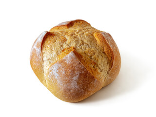 French bread made of wheat flour on a white background