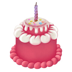 Pink Birthday Cake Illustration