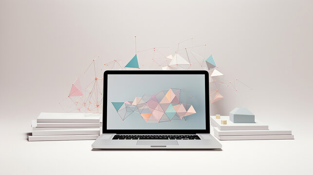 優しい色のビジネス3D パソコン