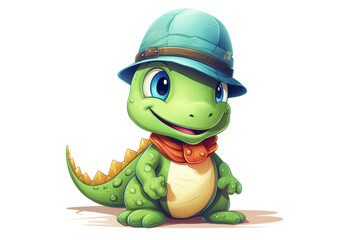 vector cute dinosaur wearing a hat