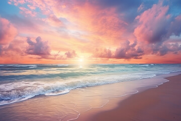 Fototapeta na wymiar Pastel Sunset at the Beach