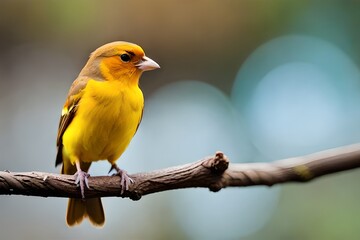 Obraz premium A stunning and exotic bird, adorned with blurred brown markings, enchants us with its melodious song.