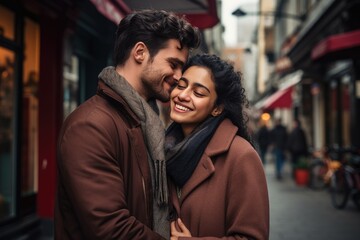 Fototapeta premium Photo of romantic couple on street