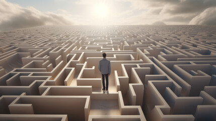 Fototapeta premium Surreal Labyrinth: Navigating Life's Challenges with Complex Problem-Solving for Success.