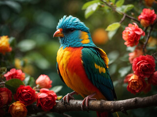 Obraz premium A bird sitting on a tree branch 