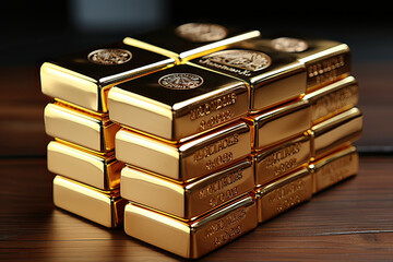 Gold bar isolated on black background