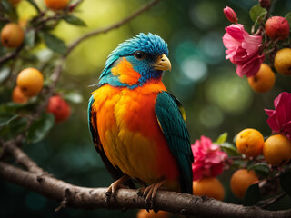 Obraz premium A bird sitting on a tree branch 