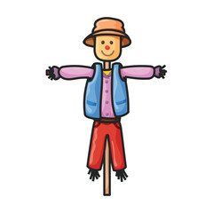 Scarecrow vector icon.Color vector icon isolated on white background scarecrow.