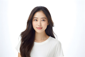 Fototapeta premium Beautiful young asian woman with long hair portrait