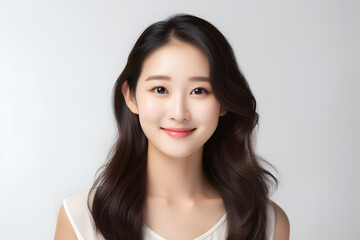 Fototapeta premium Beautiful young asian woman with long hair portrait