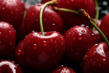 Closeup of Cherries Background - Created with Generative AI Tools