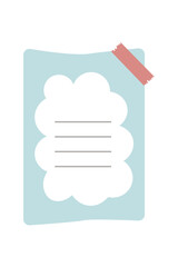 Cute memo template. A collection of striped notes, blank notebooks, and torn notes used in a diary or office.