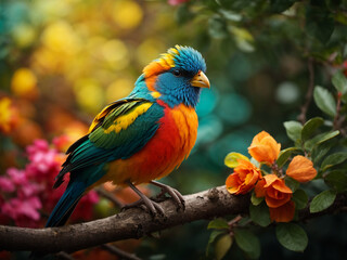 Obraz premium A bird sitting on a tree branch 