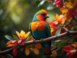 Obraz premium A bird sitting on a tree branch 