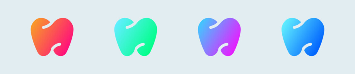Teeth solid icon in gradient colors. Dentist signs vector illustration.