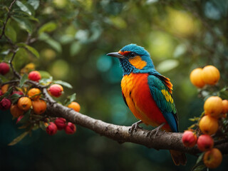 Obraz premium A bird sitting on a tree branch 