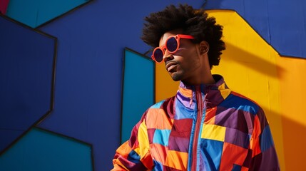 Bright Retro fashion enthusiast people in a 90s and 2000s inspired style. Real fashion from 90s