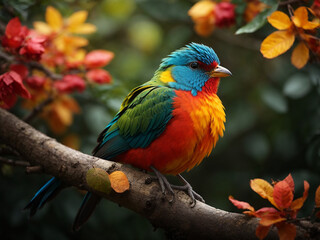 	
A bird sitting on a tree branch 